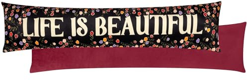 Furn La Vida Life is Beautiful Zugluftstopper-Bezug aus Samt – Mehrfarbig – 20 x 92 cm