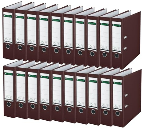 Leitz Qualitäts-Ordner 180° Plastik, 20er Pack, A4, Braun, 8,2 cm Rückenbreite, PP-laminierter Einband, 10105075
