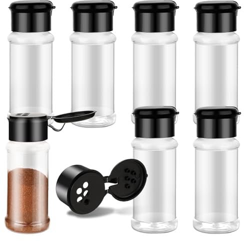 TIESOME 6 Stück Gewürzdosen, 100ml gewürzstreuer Kunststoff Gewürzdose Transparent Gewürzbehälter Gewürze organizer für Küche, Schublade, Gewürzregal, Camping