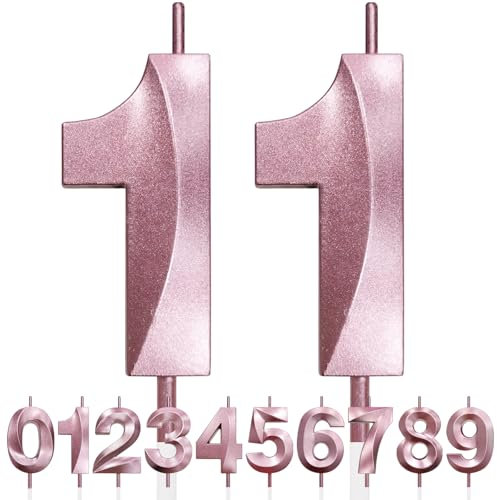 11th Geburtstagskerze, 3D Design Roségold Glitter Nummer Kerzen, Cake Topper Dekorationen, Kuchen Kerze für Geburtstagsparty, Hochzeitstag, Baby-Dusche, Party-Dekoration