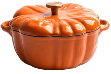 MGEMJMJ Cazuela De Calabaza De Hierro Fundido, Olla Esmaltada, Cazuela De Horno Holandés con Tapa(Size:16cmA,Color:Naranja)