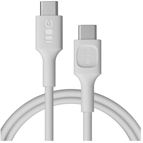 Green Cell PowerFlex USB-C Kabel 100W 120cm – Flexibles USB C Ladekabel – 1,2m Silikon-Datenkabel mit 480 Mbps für iPhone 16, MacBook, iPad, Anker Zubehör – USB C auf USB C (Weiß, 120)