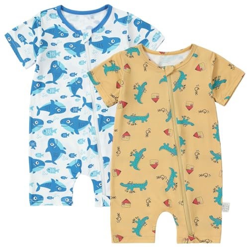 BETTERFUN Baby Romper Short Sleeve Spring Summer Unisex Toddler Bamboo Viscose Onesie 0-24 Months