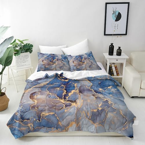 ANHOPE 2 Teilig Bettbezug 135x200 cm + Kissenbezüge 80x80 cm Abstrakte Modern Marmor Textur Bettwäsche mit Reißverschluss Weich Microfaser Bettbezüge Set