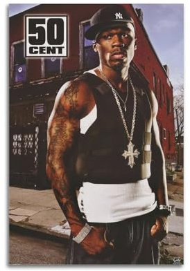 50 Cent Poster, Wandkunst, Leinwand, ästhetisches Vintage-Poster, dekoratives Gemälde, Wohnzimmer, Schlafzimmer, Dekoration, 30 x 45 cm, ungerahmter Stil