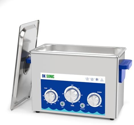 DK SONIC Industrieller Ultraschallreiniger 4L, 120W Ultraschall-Schmuckreiniger mit Einstellbarer Funktion, Timer und Heizung für Münzen, Brillen, Halsketten, Uhren Reinigung (Einschließlich Korb)