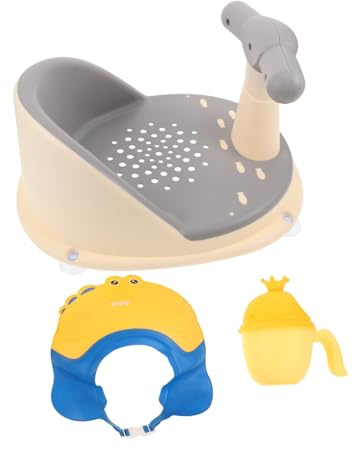 Babybadewannensitz für Kleinkinder 1 Satz PP TPE Erhöht | Rutschfeste Basis, Atmungsaktives Stütznetz, Glatte Kanten, mit Becher und Hut für Waschbecken