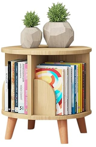 BraveeFly Drehbares Bücherregal, 360° Display Floor Standing Bookcase Storage Rack, Multifunktionaler Bodenstehendes Einlagig Regal Drehbares Bücherregal-Organisator