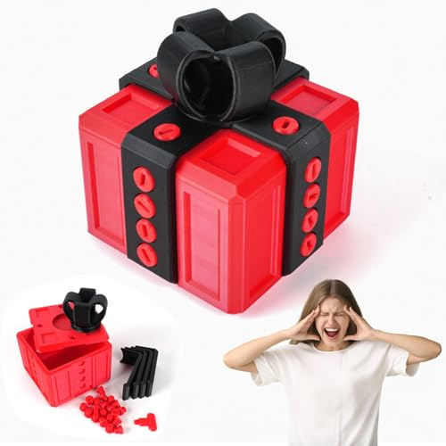 Nervige Geschenkbox mit Schrauben, 8cm 3D-Druck für Weihnachten, Rot