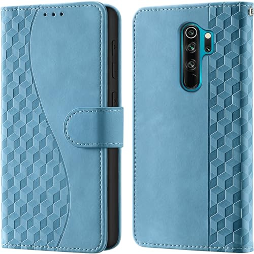 CaseGla Cover per Xiaomi Redmi Note 8 Pro custodia portafoglio Blu | Blocco RFID, 3 scomparti carte, 1 tasca banconote, Chiusura magnetica, Supporto, Pelle PU flip cover per Redmi Note 8 Pro