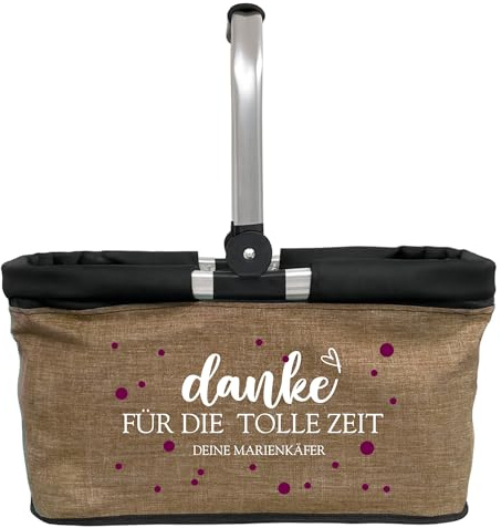 Amberger Design Personalisierter Einkaufskorb Kindergarten Abschied mit allen Kindernamen auf der Rückseite – Geschenk Erzieherin Kita, faltbar, 5 Farben