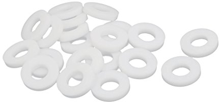 sourcing map 20Stk PTFE Flache Unterlegscheiben Dichtung 18mm AD 8mm ID 3mm Dicke Weiß