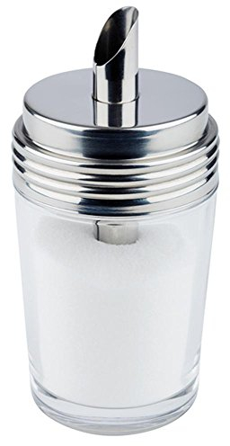 APS Zuckerdosierer, Zuckerspender, Zucker - oder Milchspender aus Glas, mit Edelstahl 18/8 Schraubverschluss, 6,5 x 6,5 cm, 14,5 cm Höhe.
