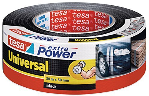 tesa Extra Power Universal Gewebeband/Witterungsbeständiges Panzertape in Schwarz zum Abdichten, Isolieren, Befestigen und Reparieren / 50m x 50 mm (Schwarz) (Menge 4)
