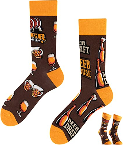 TODO COLOURS Chaussettes Mottif - Bière Pression - Fantaisie, Humour, Homme, Femme, Chaussettes Couleur - baril, tasse, verre, bouteille (43-46, Bière Artisanale)