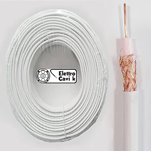 ® ELETTRO CAVI K - CAVO ANTENNA TV COASSIALE SATELLITARE 6 mm CLASSE A + PROFESSIONALE IN RAME 25 METRI