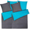Moon 2er Pack Renforcé Uni Wendebettwäsche, Bettwäsche aus 100% Baumwolle, 135x200 / 80x80 (anthrazit/türkis)