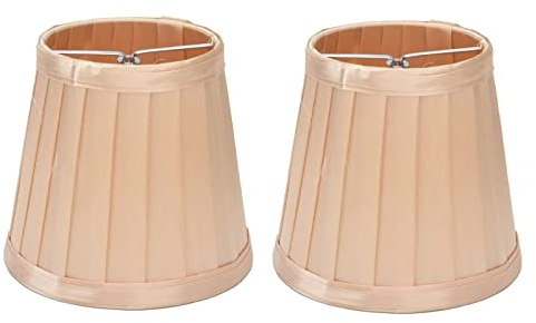2 Stück Kleine Lampenschirme Aufstecken E14 Orange Plissee Fabric Stoff Lampenschirm 9 × 14 × 13 cm Modern Simple Clip on Lampshades für Kronleuchter Wandleuchte Tischlampe