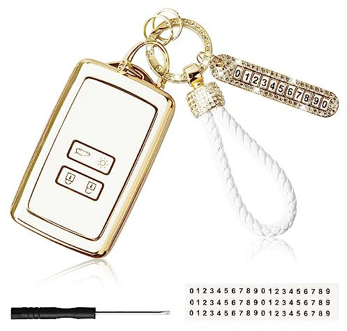 Etui Carte Ren-ault, 4 Boutons Coque de Protection avec Porte Clef Voiture, Scratch Resistant, TPU Coque en Silicone Souple pour Clio Megane Koleos Kadjar Talisman Captur Espace Dacia Duster