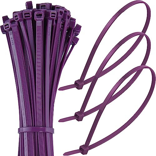 200mm Purple Cable Ties – Pack of 100, 8 Zip Ties/Tie Wraps, Nylon, 22kg Tensile Strength, Self-Locking – Just Cable Ties