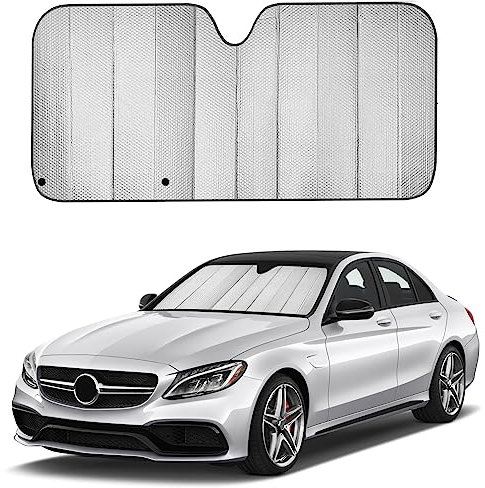 Parasol para Parabrisas Delantero Plegable, Parasol Luna de Coche para Protección Solar y Rayos UV, Parasol de Coche Metalizado y Reflectante para Protector Solar de Todo Tipo de Coches (130 x 70cm)
