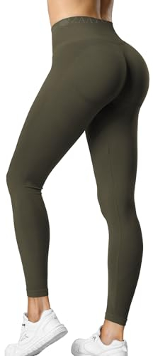 ZAAYO Sport Leggings Damen High Waist Scrunch Butt Gym Leggings Seamless Blickdicht Sporthose für Sport Yoga Fitness Workout Olivgrün Medium