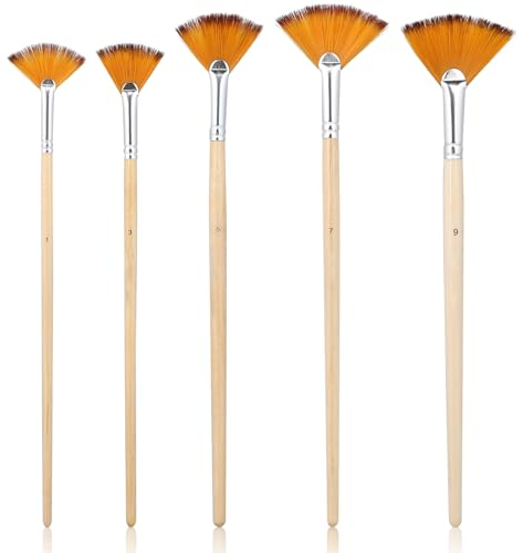 5 Pinceles de Pintura en Abanico - Acrílica, Óleo y Acuarela - Nailon para Artistas