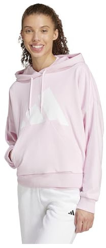 adidas Donna Essentials Big Logo French Terry Loose Hoodie, Clear Pink/White, L