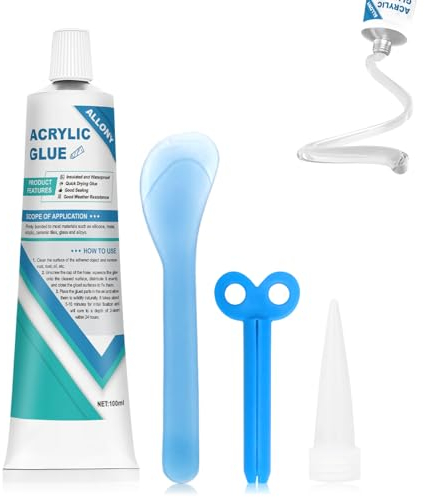 Allony Colla Vetro per Plastica Dura e Plexiglass Trasparente - Isolante, Impermeabile, Resistente Alle Alte Temperature - Adatto per Incollare PC, ABS, Acrilico, Plastica - 100ml