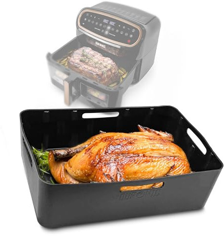 Duronic Silicone Air Fryer Liners AFL1 Air Fryer Basket Liner Durable Nonstick Silicon Inserts for Air Fryers AF24 AF34, Ninja AF400UK Reusable Dual Air Fryer Accessory Premium Cooking Accessories