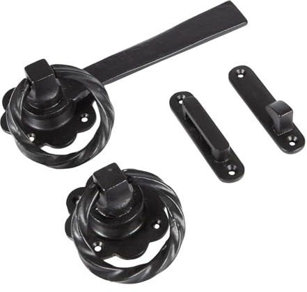 Cast Iron Twisted Ring Gate Latch, 195mm, Heavy Duty, Black