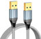 Teeaam USB Cable 2M, USB 3.0 A to A Data Cable Braided, 5Gbps High Speed Transfer USB to USB Cable, Compatible with External Hard Drive/Laptop Cooling Pad/Docking Station/PC/TV/DVD/Printer/Camera