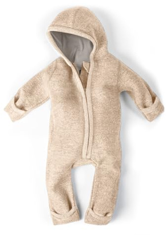 Ehrenkind® WALKOVERALL | Baby Wollwalk-Overalls aus Merino Schurwolle mit Reißverschluss | Walk Wolle Woll-Anzug für Kleinkind und Baby | Natur Gr. 98-104