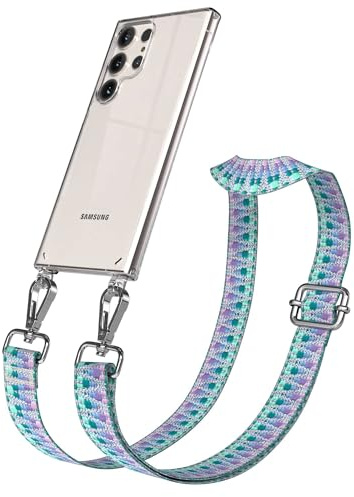 EAZY CASE Handykette - Verstellbares Taschenband kompatibel mit Galaxy S23 Ultra, Schulterriemen, Handykordel mit Silikon Hülle, Umhängetasche, Einhorn Silber