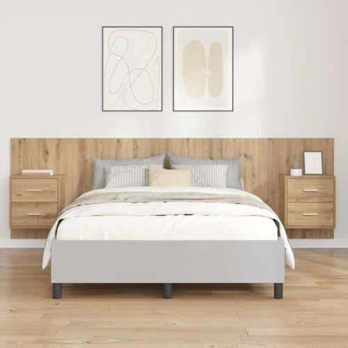 Qnhdfrt Tête de lit avec table de chevet 257 x 32,5 x 80 cm - Panneau mural moderne avec espace de rangement intégré - Ensemble de chambre à coucher pour lit double et simple