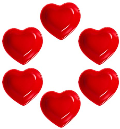 TOYANDONA Piatto Cuore in Ceramica Rosso 6 Pezzi per Salse | Piatti Aperitivo Cuore, Ciotole per Aperitivo Forma di Cuore, Piatti Cuori