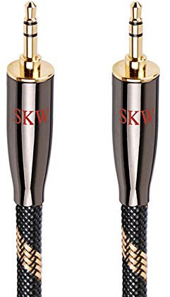 SKW Audiophiles Aux 3.5mm, Cable de audio Jack 3.5mm con cable de audio estéreo de 6 mm para subwoofers, home cinema y más (1.5m, Negro)