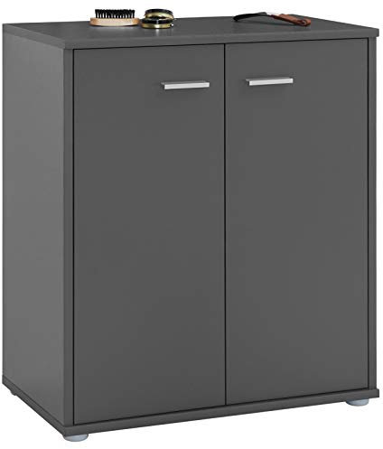 IDIMEX Meuble à Chaussures Olympe, Commode Meuble de Rangement avec 2 Portes avec 4 tablettes intérieures, en mélaminé Gris Mat