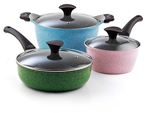 Cook N Home 02565 - Set di pentole in ceramica, alluminio, multicolore