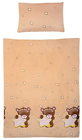 Gräfenstayn® 2-TLG. Kinderbettwäsche Set mit Tiermotiv und integriertem Reißverschluss - aus 100% Baumwolle (Renforce-Qualität) - Deckenbezug 135x100cm und Kissenbezug 60x40cm (Teddy & Stern)
