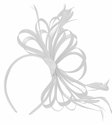 Caprilite Großer Fascinator mit Netz-Hut und Federn Gr. Einheitsgröße, weiß