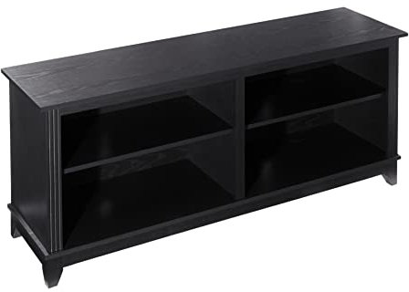 ROCKPOINT TV Stand Storage Media Console for TV's up to 65 Inches 58 with 4 Storage Shelves, Midnight Black
