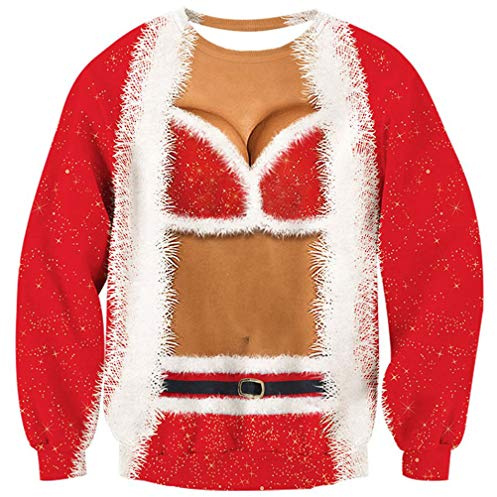 Goodstoworld Ugly Christmas Sweater 3D Rot Damen Funny Crazy Weihnachtspullover Pullover Weihnachten Sweatshirt Unisex XXXL
