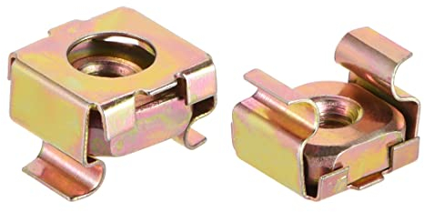 sourcing map 10 Pcs M4 Käfigmuttern für Server Rack Kabinett Kohlenstoffstahl gelb verzinkt