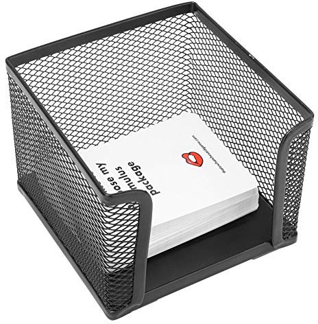 Haftnotiz Box, Metallgitter Memohalter Kartenständer Organizer für Office Home Schools Schreibtischzubehör, 3,1x4,1 Zoll, schwarz