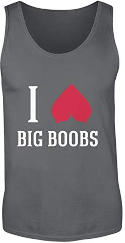 I Love Big Boobs | Ich Liebe große Titten,Brüste,Busen - Herren Tanktop -XXL-Grauschwarz