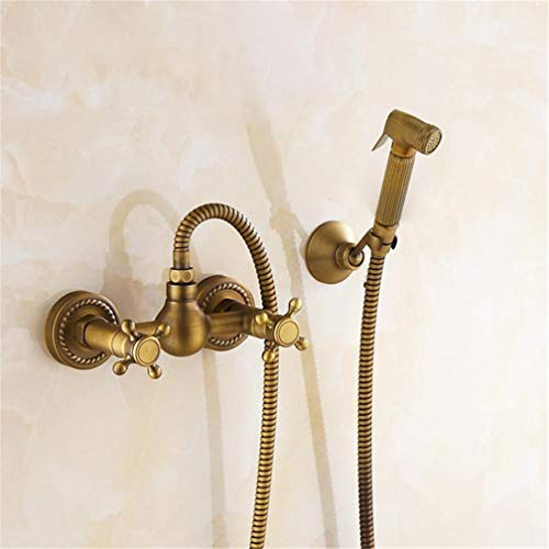 UZSYLE Bidet Faucets Antique Brass Bathroom Shower Blow-Fed Spray Gun Nozzle Toilet Hot and Cold Water Taps Bathtub Faucet Muslim Toilet Shattaf,Bidet Faucets C