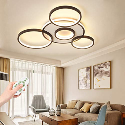 Modern LED Deckenleuchte Kreis Design Wohnzimmerlampe Dimmbar Deckenlampe 3000K-6500K Fernbedienung Deckenbeleuchtung Metall Acryl Schlafzimmer Esszimmer Flur Decke Deko Kronleuchter Wandlampe,5 heads