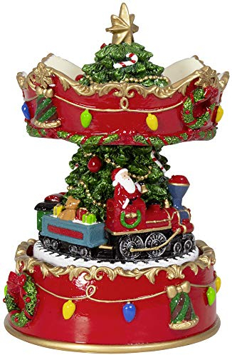 Christmas Paradise Weihnachtliche Deko Spieluhr Karussell 17cm mit Musik Aufziehbar Dreht Sich Dekoration Rot