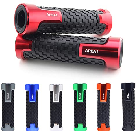 Area1 universal Motorrad Motorroller Lenkergriffe rot 2 Stück 22/24mm für z.B. Duke SMC/R MT07/09/125 Z900/650/500/125 YZF CMX CB500 Hornet SV650 GSXS/R GSF TPH NRG Aerox Jetforce Runner